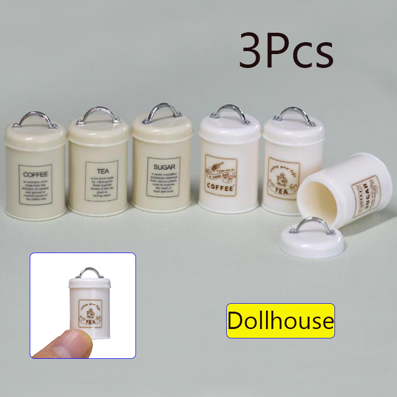 Coffee Tea & Hot Chocolate - 3Pcs Miniatur Puppenhaus Mini Lebensmittel/Tee/Kaffeedosen Runde