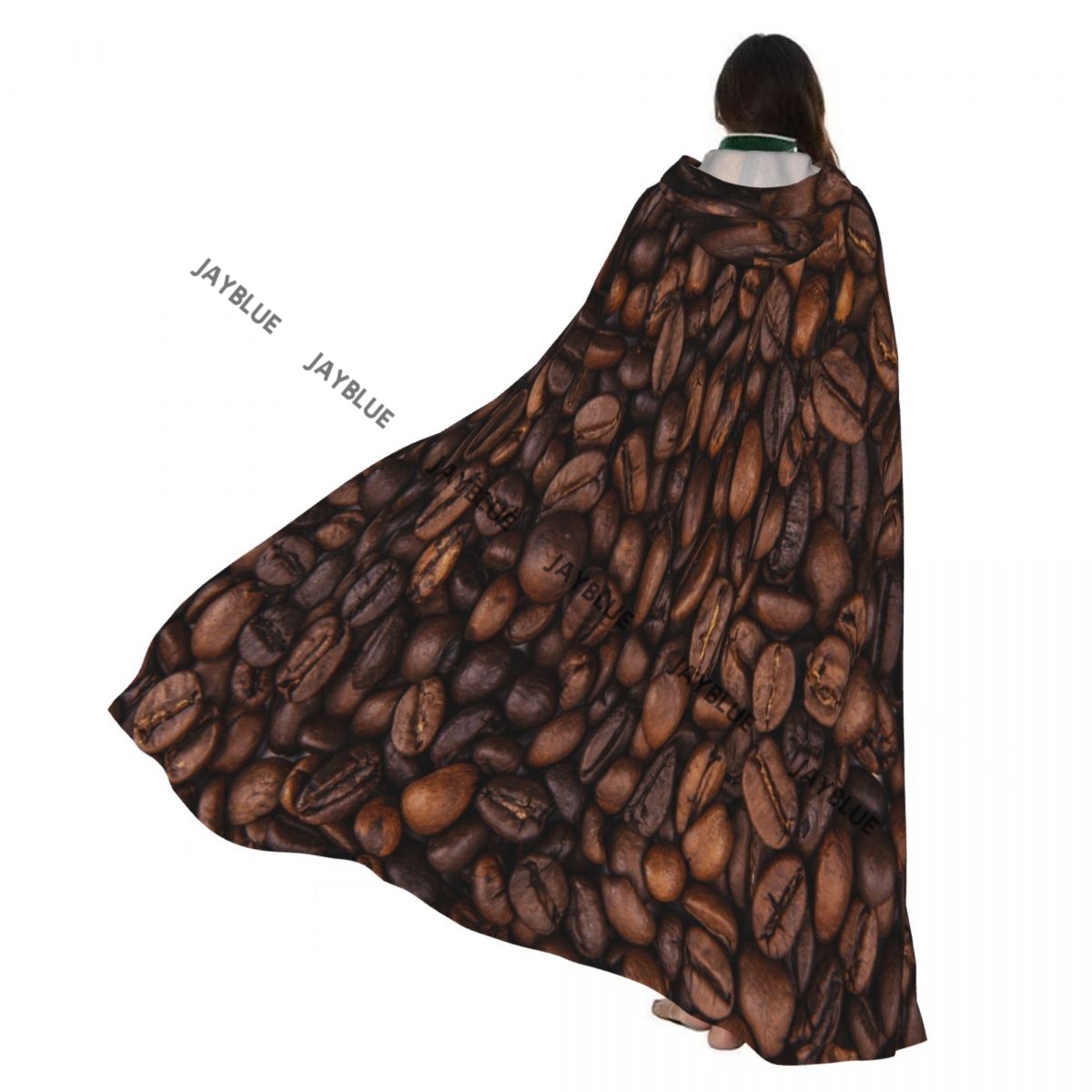 Coffee Bean - Langer Umhang, Kaffeebohnen, Hintergrund, Kapuzenmantel, Mantel,