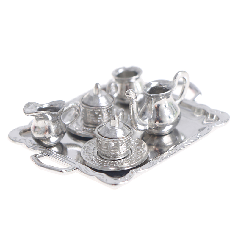 Coffee Tea Games - 10 teile/satz 1/12 Puppenhaus Miniatur Silber