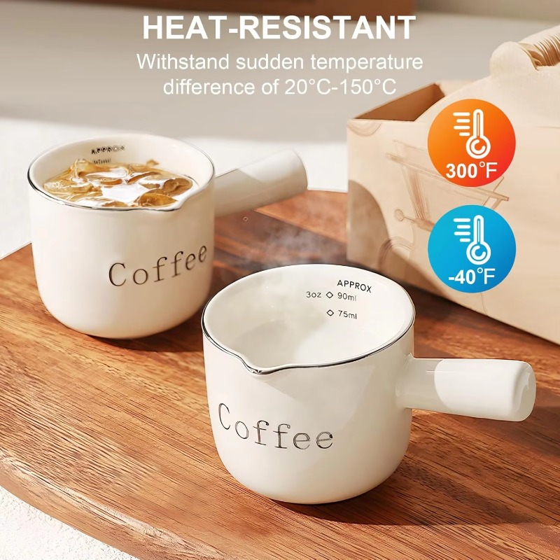 Coffee Tea Milk - Mini-Keramik-Kaffeetasse mit Henkel, V-förmiger Ausgießer, Milchtasse,