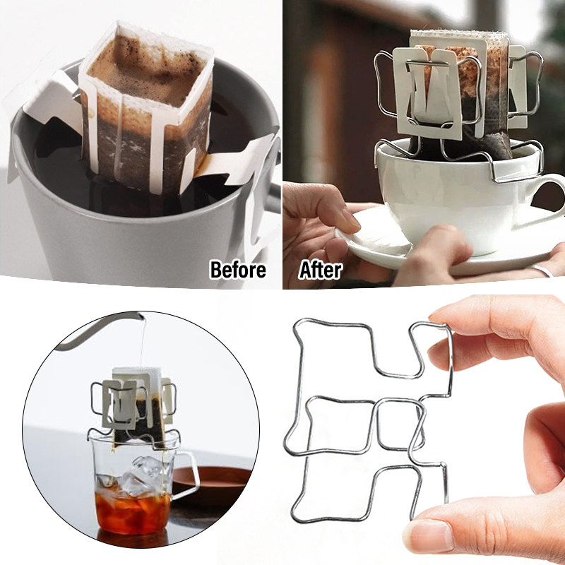 Coffee Tea Paper Cups - Wiederverwendbarer Kaffeefilterbeutelhalter aus Edelstahl im japanischen