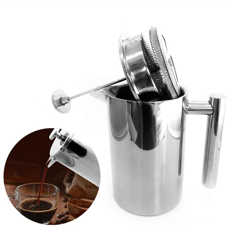 French Press Coffee & Tea - Doppelwandige Isolierte Kaffeekanne mit Filter, Hitzebeständige