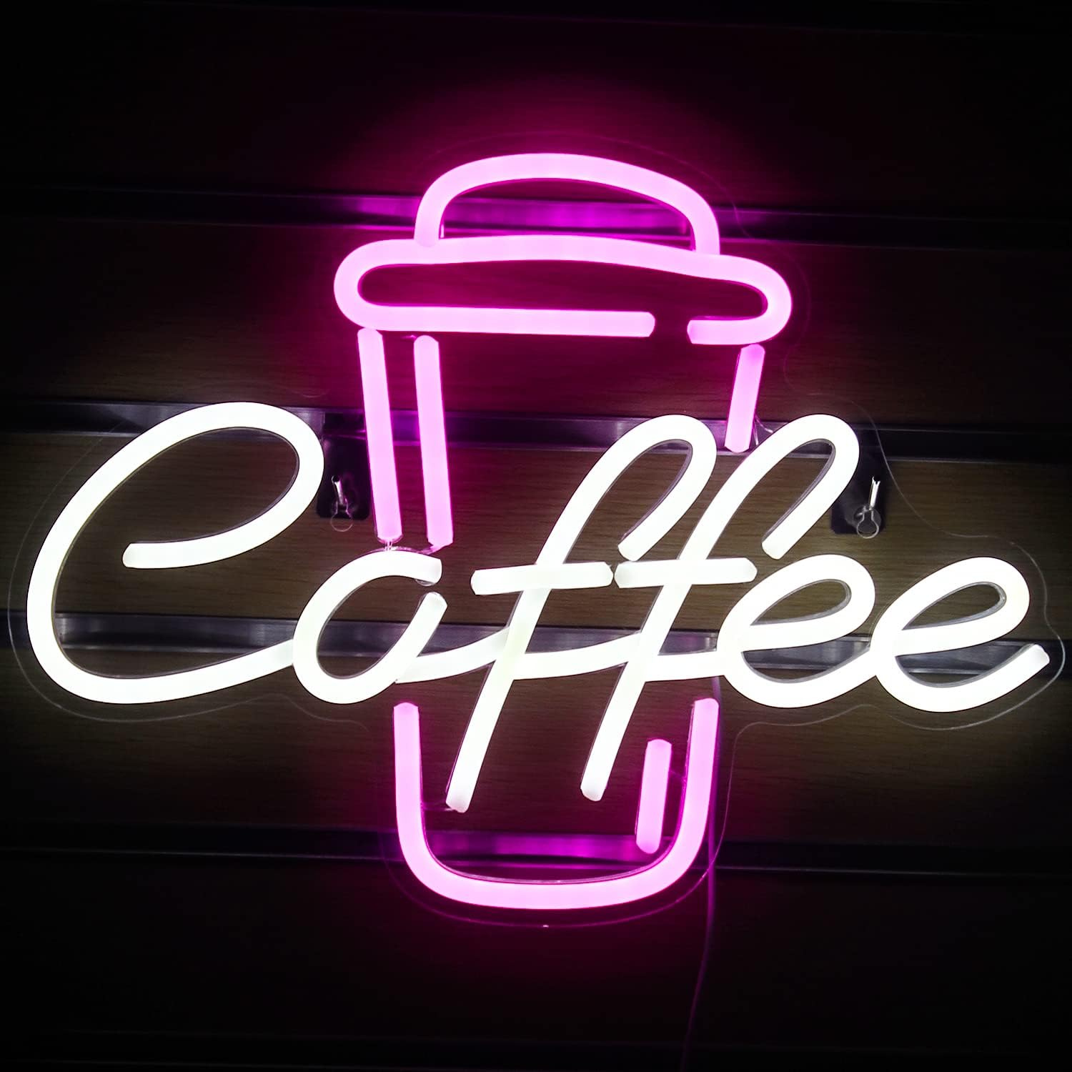 Coffee Tea Neon Sign - Kaffeetasse Rosa-Weiß Neon-Schild USB Dimmbare Acryl-Wandleuchte