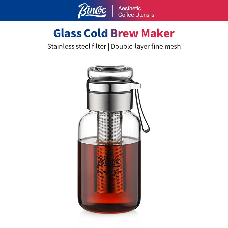 Coffee Tea Maker - Bincoo Kaltbrüh-Kaffeemaschine Eiskaffee-Zubereiter mit Edelstahl-Langzeit-Tee-Infuser Luftdichter