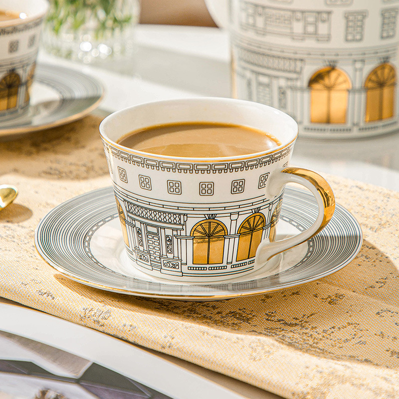 Coffee Tea Games - Architekturbecher und Untertasse, Kaffeetasse, europäischer Luxus,