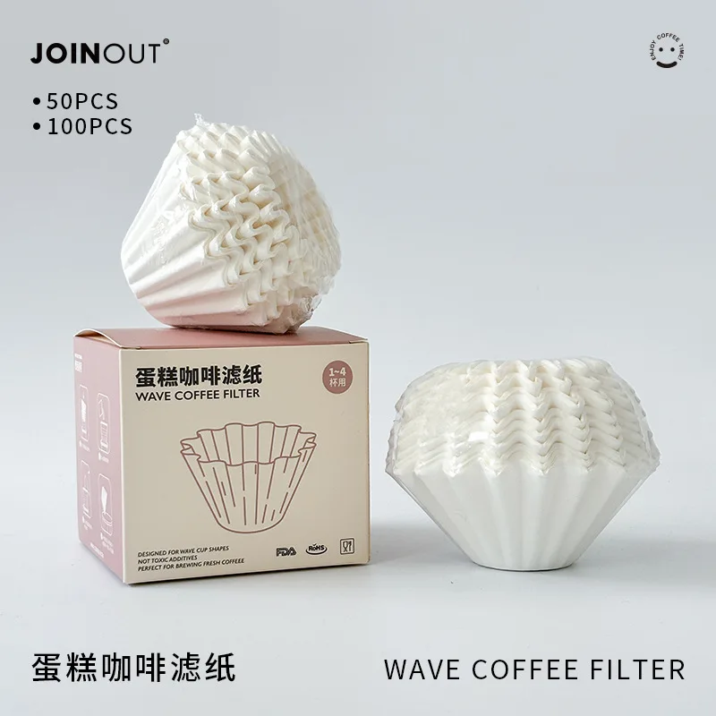 Coffee Tea Paper Cups - 50/100 Stück handgebrühte Kaffeefilter, Kuchenform-Filterpapier, 155
