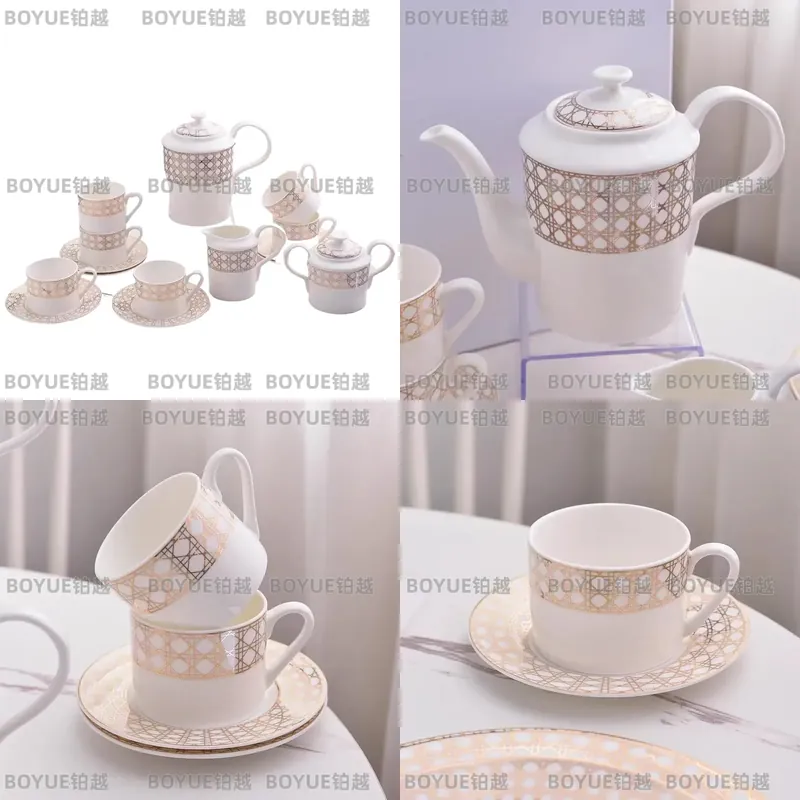 Coffee Tea Uses - Luxuriöses Bone China Kaffeetassen-Set im Schlichten