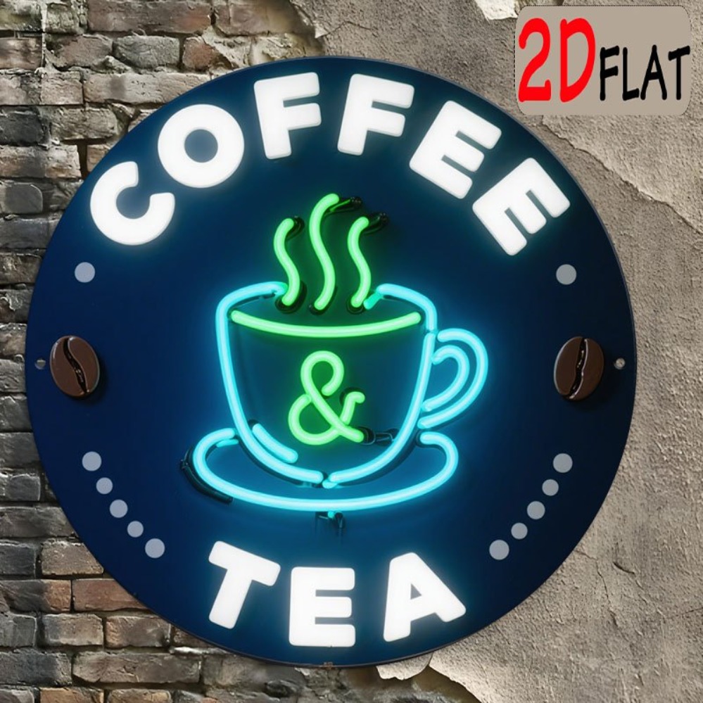 Rundes Metall-Blechschild mit  – Coffee Tea Neon Sign Bewertung und Preis