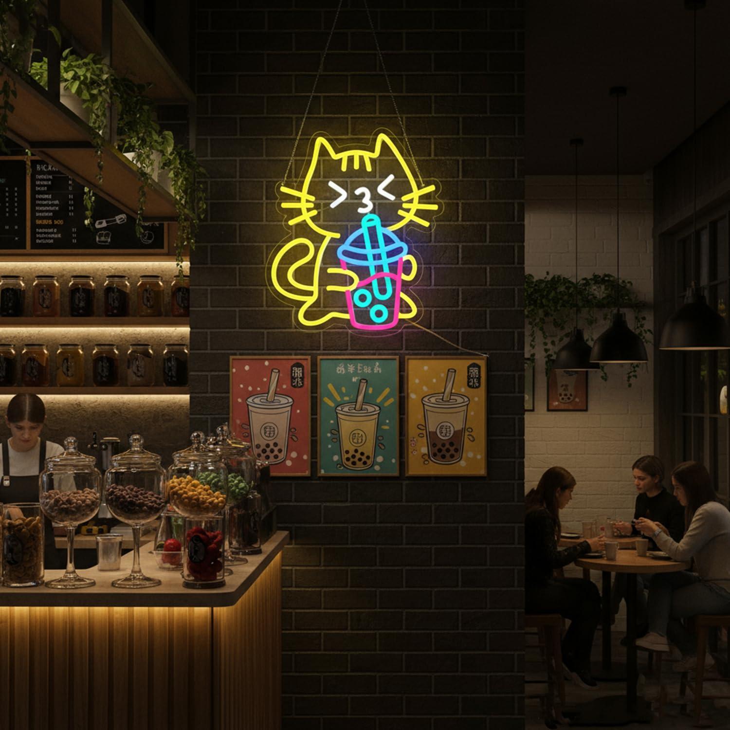 Katzen-Boba-Tee Neonschild Nie – Coffee Tea Neon Sign Bewertung und Preis