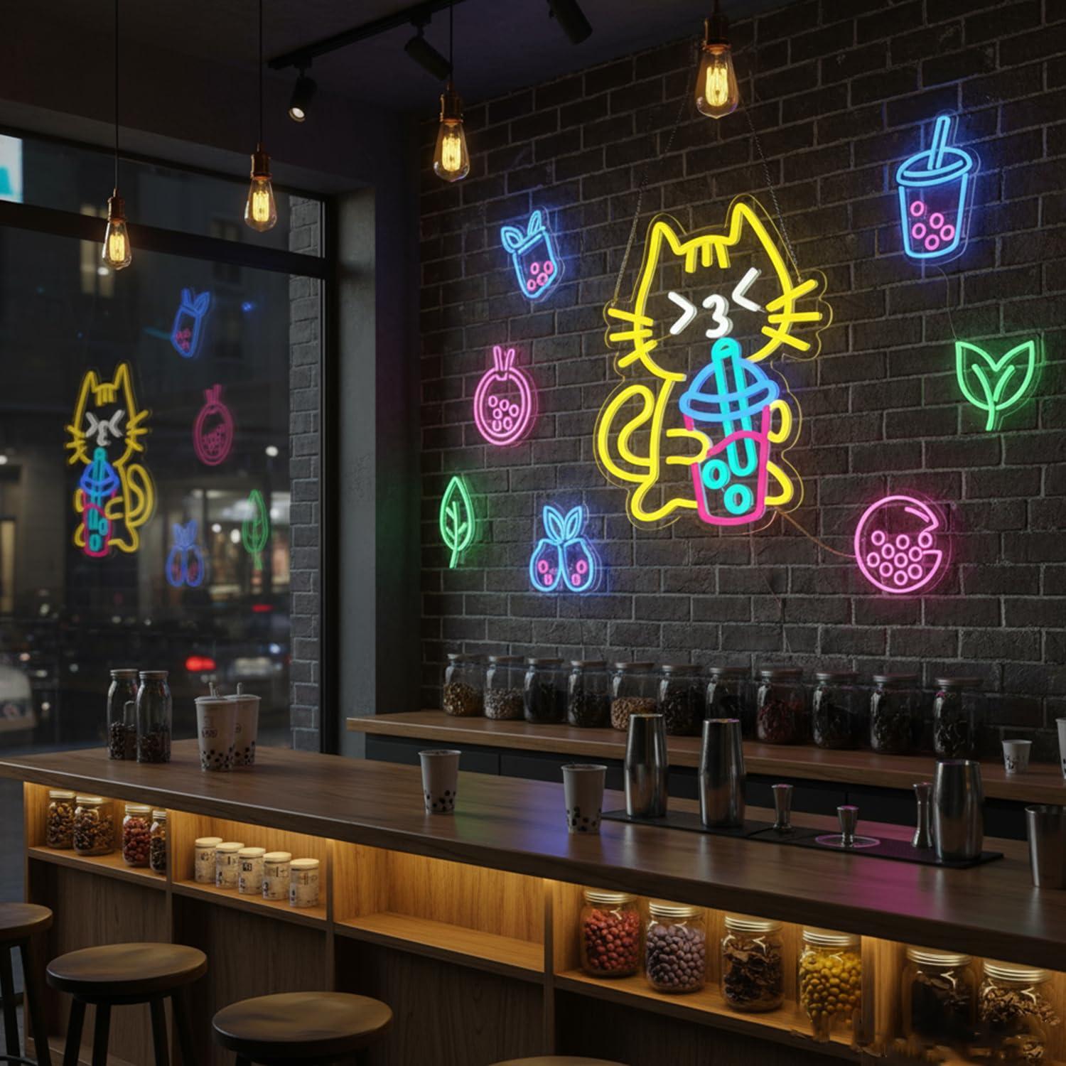 Katzen-Boba-Tee Neonschild Nie – Coffee Tea Neon Sign Bewertung und Preis