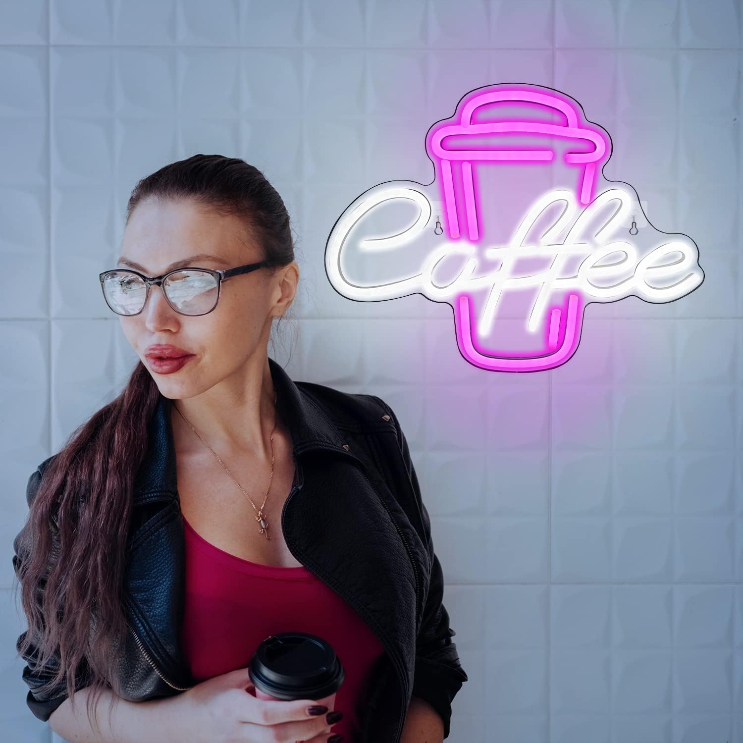 Kaffeetasse Rosa-Weiß Neon-Sch – Coffee Tea Neon Sign Bewertung und Preis